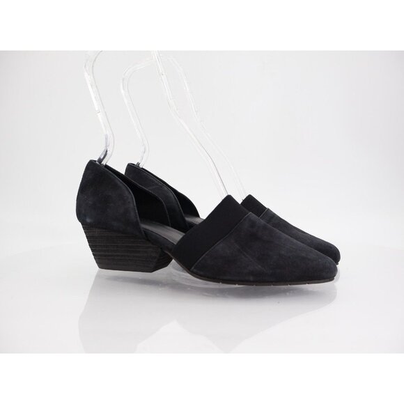 Eileen Fisher Womens Hilly Pumps Block Wedge Pointed Toe Black Suede Size 7.5 - Picture 2 of 14